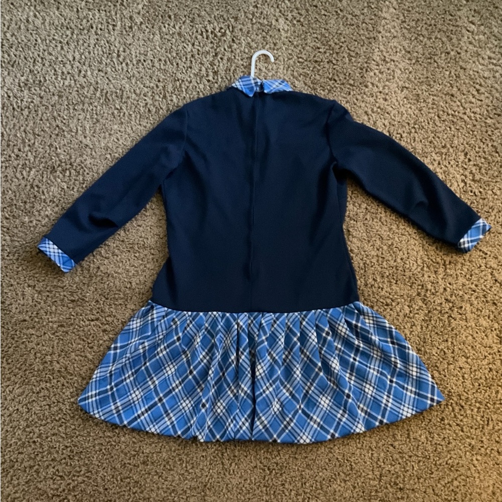 Genuine Vintage 1960’s Blue Long Sleeved Drop Waist Dress, Mod Preppy Academia - Picture 6 of 8